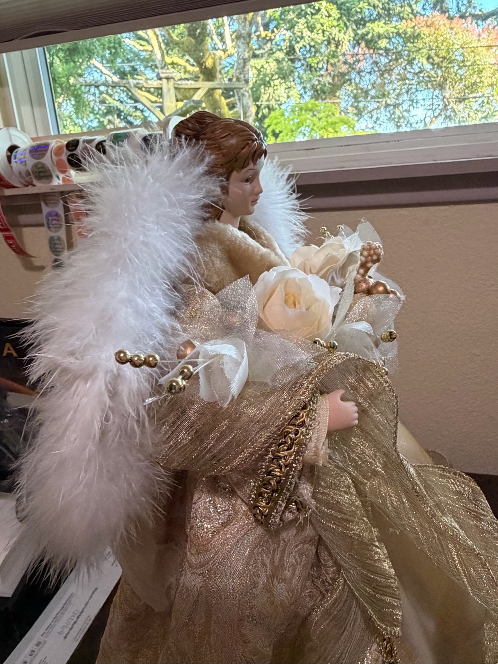 Vintage Angel Christmas Tree Topper Gold 20 Inches Tall - Picture 5 of 11